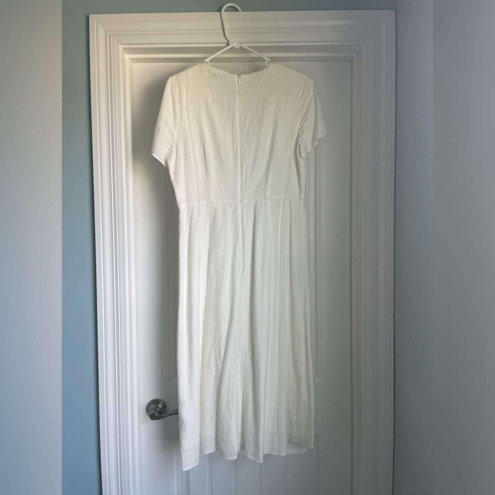 NWT Madewell Linen-Blend Button-Wrap Midi Dress in lighthouse - 8 - Picture 6 of 7